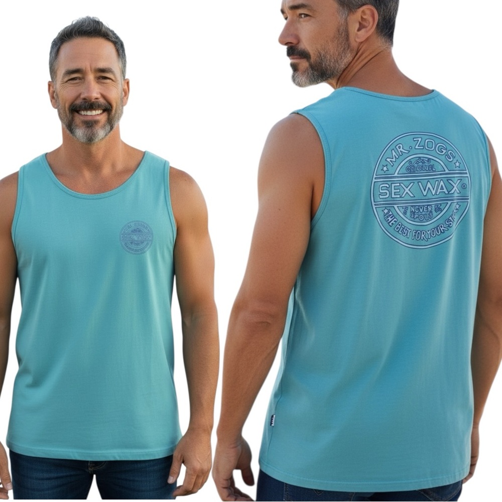 Mens XL MODERN VINTAGE Mr Zogs SEXWAX Surfer Graphic Print Logo Tank Top shirt